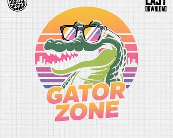 Retro Gator Clipart, Alligator PNG (Digital Art