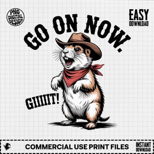 Gopher Clipart, Go On Now Digital, Funny Animal Clipart, Prairie Dog, Cartoon Gopher, Wild West Png, Cowboy Hat Art