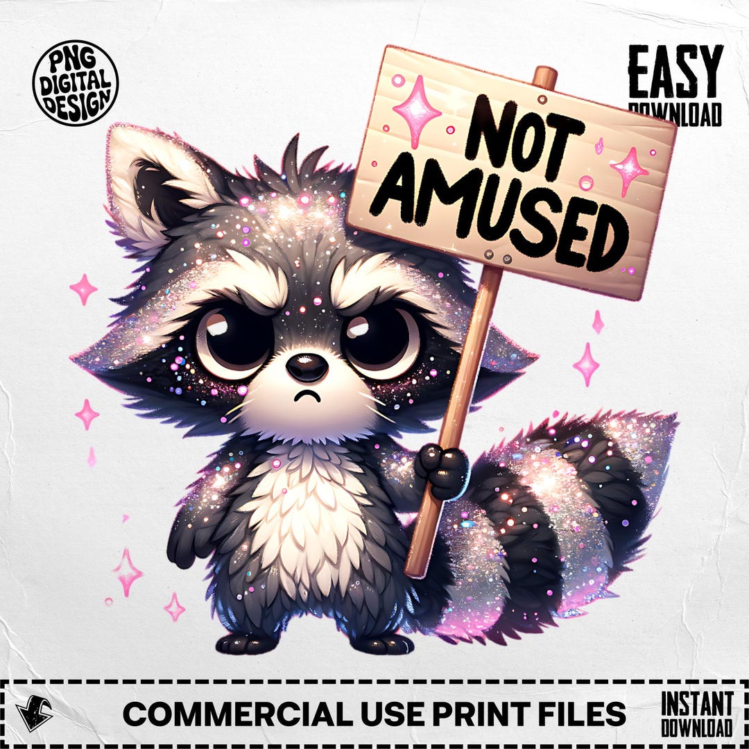 Grumpy Raccoon PNG: Funny Animal Clipart (digital Download, 4096x4096px ...