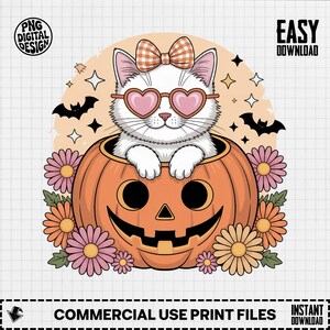 Halloween Cat Clipart: Cat in Pumpkin PNG (Digital Download)