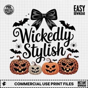 Wickedly Stylish Digital, Halloween Pumpkins, Cute Halloween Clipart, Halloween Bats, Spider Clipart, Halloween Digital Download, Fall Png