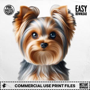 Yorkshire Terrier Digitale Kunst, Welpen Portrait Digitaldruck, süße Hunderasse Download, Yorkie Wohnkultur, Hunde-Liebhaber-Geschenkidee, Digitalbild