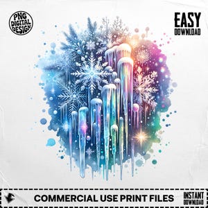Frosty Icicles & Snowflakes Clipart | Winter Magic PNG | Commercial License Included