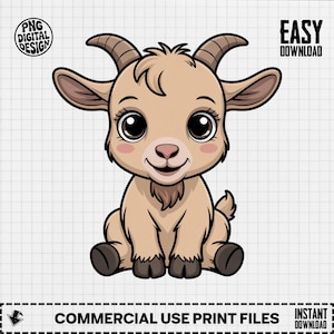 Baby Goat Clipart, Cute Baby Animal Clipart, Baby Nursery Clipart, Farm Animals, Baby Shower Clipart, Baby Goat Png