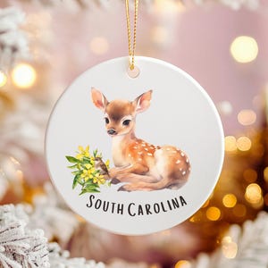South Carolina Christmas Ornament: Deer, Wren & Jessamine - Palmetto State