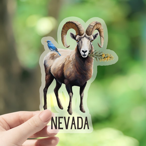 Nevada Sticker, Nevada Gift, Nevada Nature, Laptop Sticker, Vinyl Sticker, Phone Sticker, State Stickers, Nevada Big Horn Sheep Art