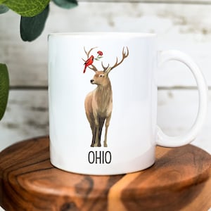 Ohio Mug, Ohio Coffee Mug, State Mugs, State Gifts, Ohio Gift, Housewarming Gift, Columbus Mug, Cleveland Mug, Ohio Deer Mug