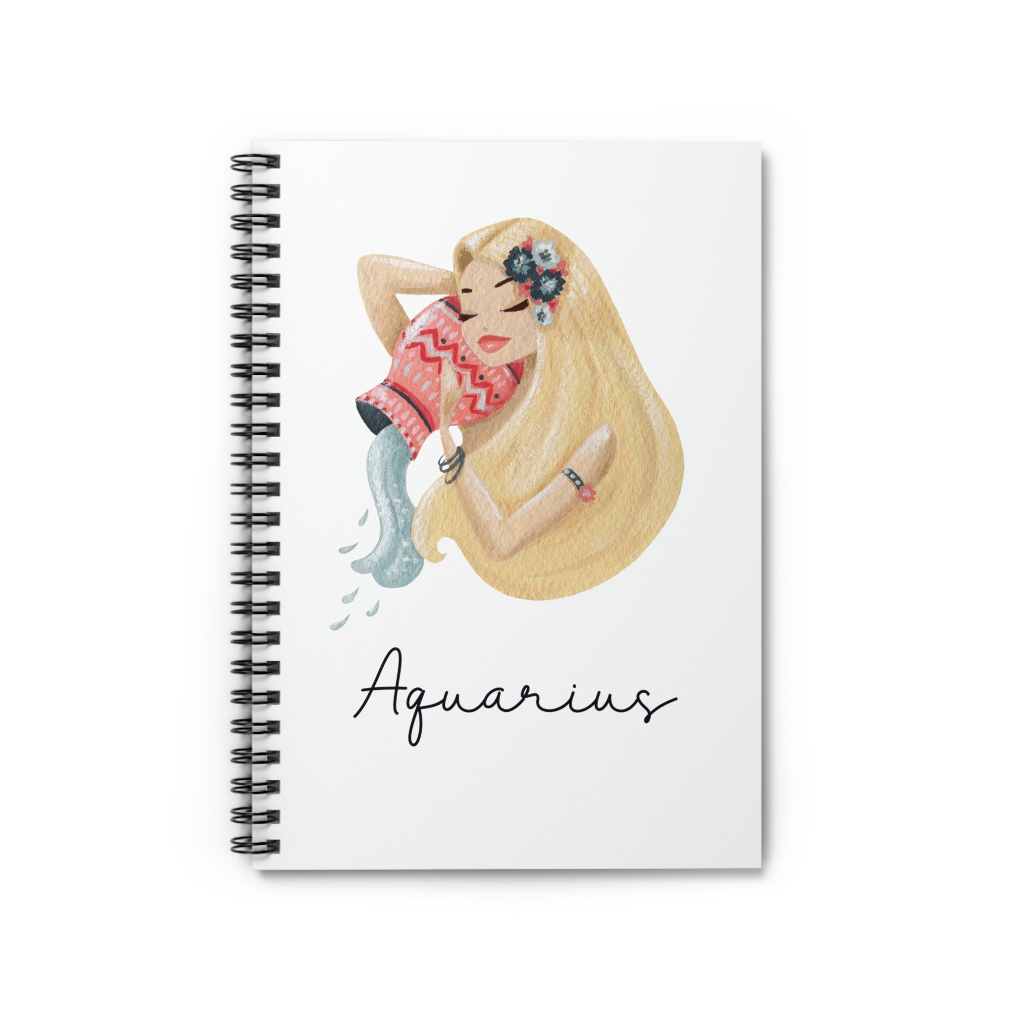 Aquarius Spiral Notebook, Zodiac Aquarius Journal, Cute Stationary ...
