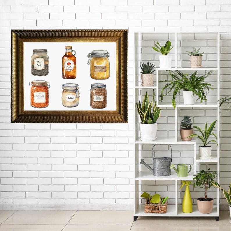 Kitchen Wall Art, Food Poster, Watercolor Wall Art, Vegan Art, Vegan