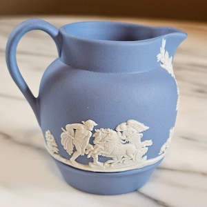 1970s vintage Wedgwood Jasperware blue and white creamer