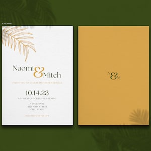 Palm Tree Wedding Invitation | Tropical Canva Invitation Template | Destination Customizable Invitation