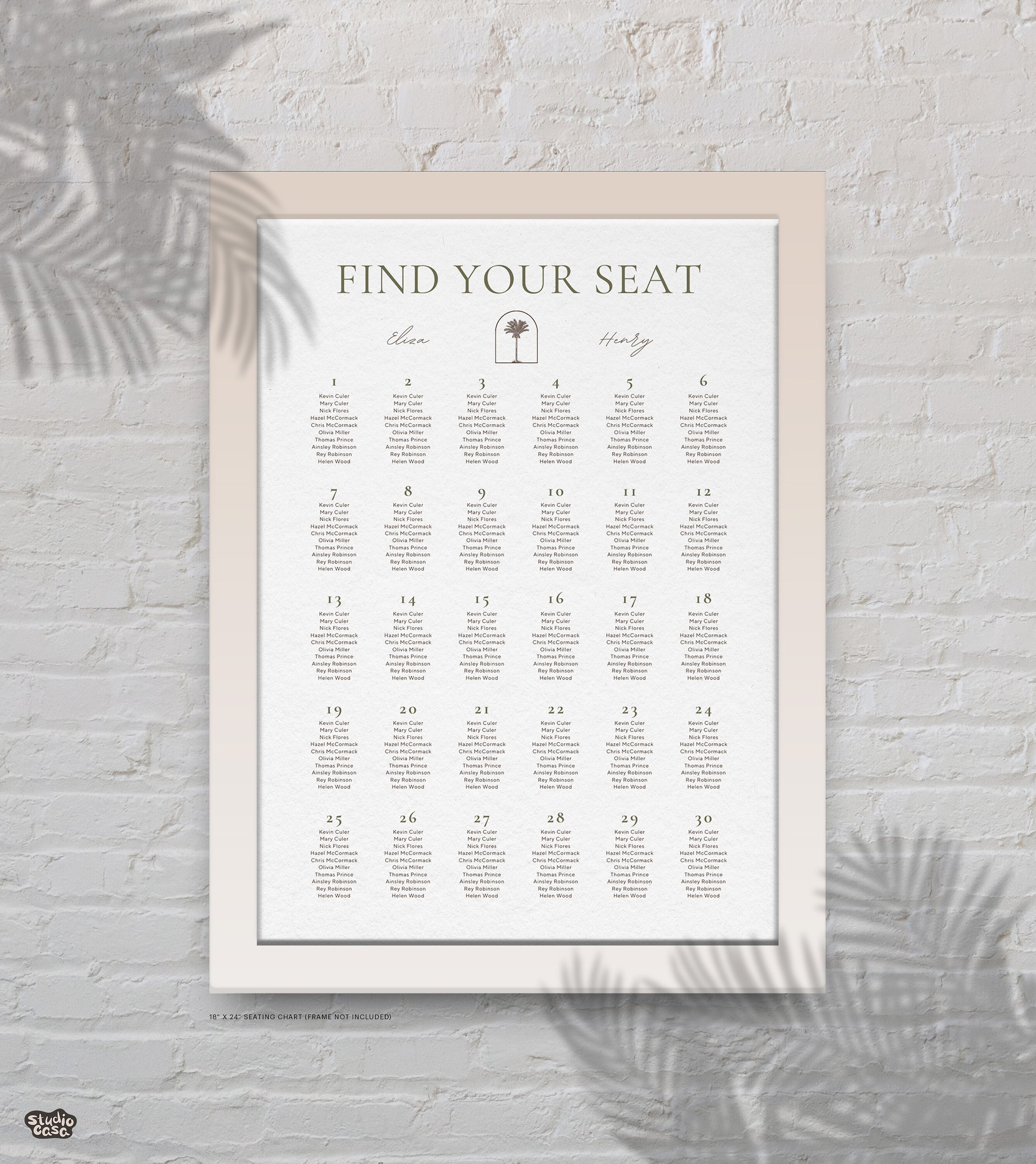 Palm Tree Wedding Seating Chart | Tropical Canva Wedding Template ...