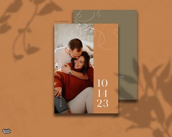 Plantilla de boda minimalista de Canva para guardar la fecha / Plantilla de boda orgánica para guardar la fecha / Plantilla de boda personalizable en tonos tierra