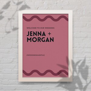 Bold Wedding Welcome Sign | Pink Canva Welcome Sign Template | Funky Customizable Welcome Sign
