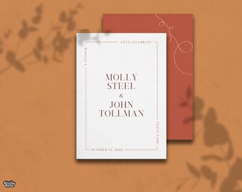 Invitación de boda orgánica / Plantilla minimalista de Canva / Invitación personalizable en tonos tierra