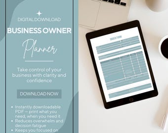 Business Owner Planner afdrukbaar | Organizer voor kleine bedrijven | Financiële, marketing- en contentplanner voor ondernemers (pdf)