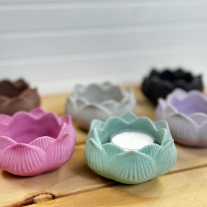 Lotus candle holder | Closed lotus | Concrete Diya set | Floral tea lights | Diwali gifts | Flower | Cement | Handmade housewarming gifts