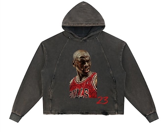 Vintage Washed Frayed-Hem Hoodie