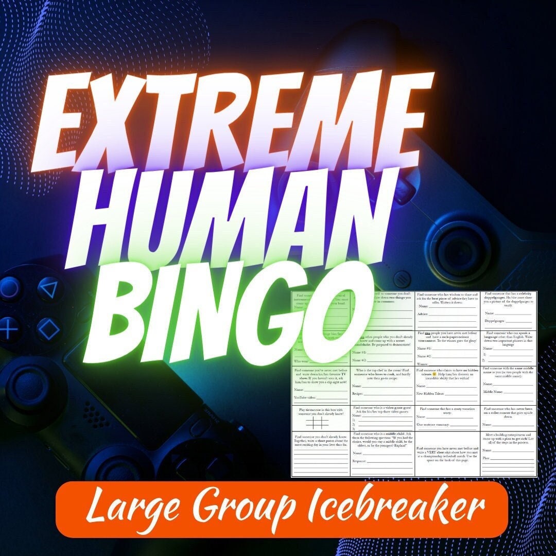 LARGE GROUP ICEBREAKER Extreme Human Bingo Etsy