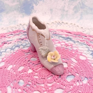 Miniature Vintage Porcelain Shoe With Flower