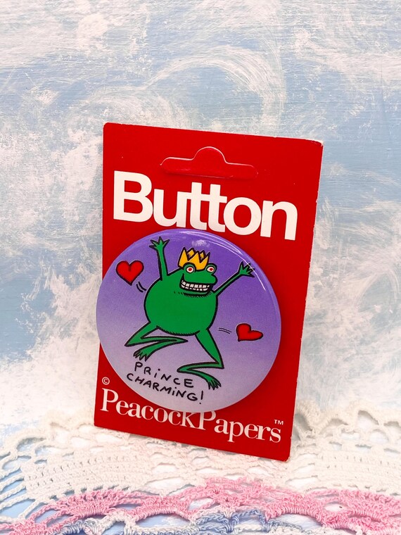 Frog Prince Charming Vintage Pinback Button By Peacock Papers View 3