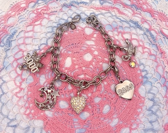 Kirk's Folly Y2K 2000 Cherub Heart and Moon bedelarmband vintage