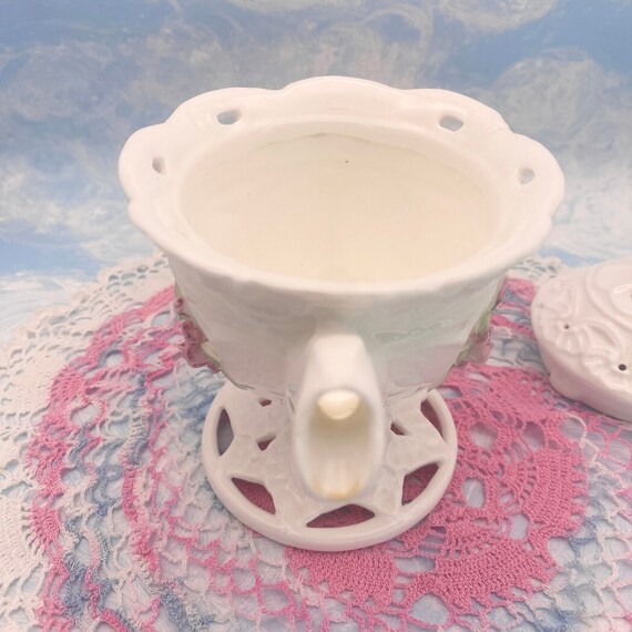 Pink Rose Garden Bone China Tea Pot Trinket Box - image 7