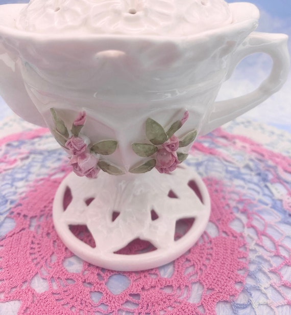 Pink Rose Garden Bone China Tea Pot Trinket Box - image 4