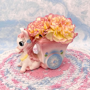 Pastel Horse & Buggie Vintage Kitsch Nursery Planter