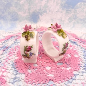 Royal Albert &quot;Moss Rose&quot; English Bone China Napkin Ring Pair