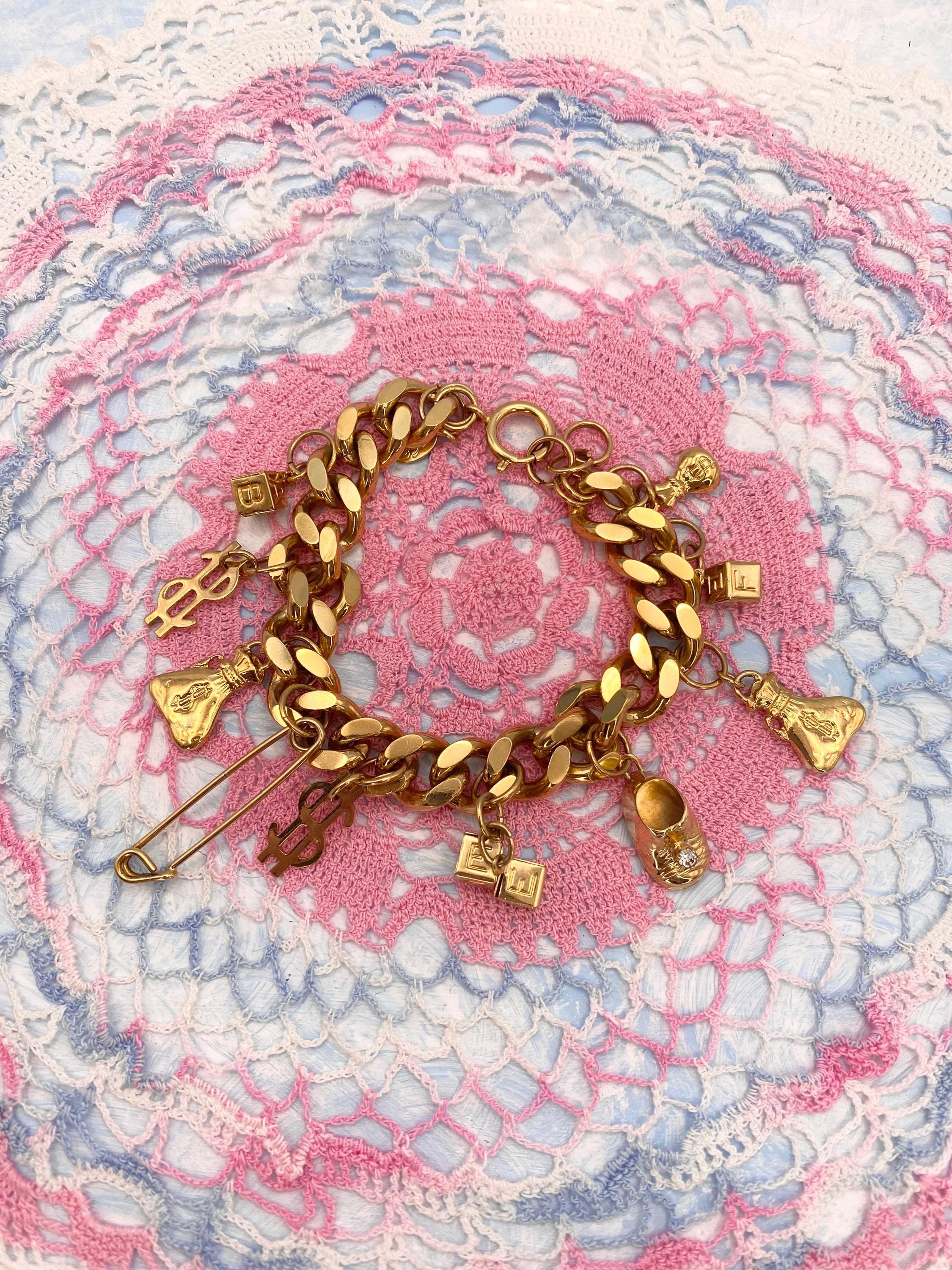 Kirk’s Folly Million Dollar Baby Barette with Charms Vintage Kirks Folly Gold Tone Angel Cherub Ornate Rhinestone  main image 3