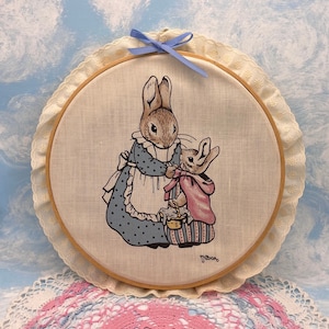 Vintage Peter Rabbit Embroidery Hoop Fabric Wall Decor With Bow - Etsy