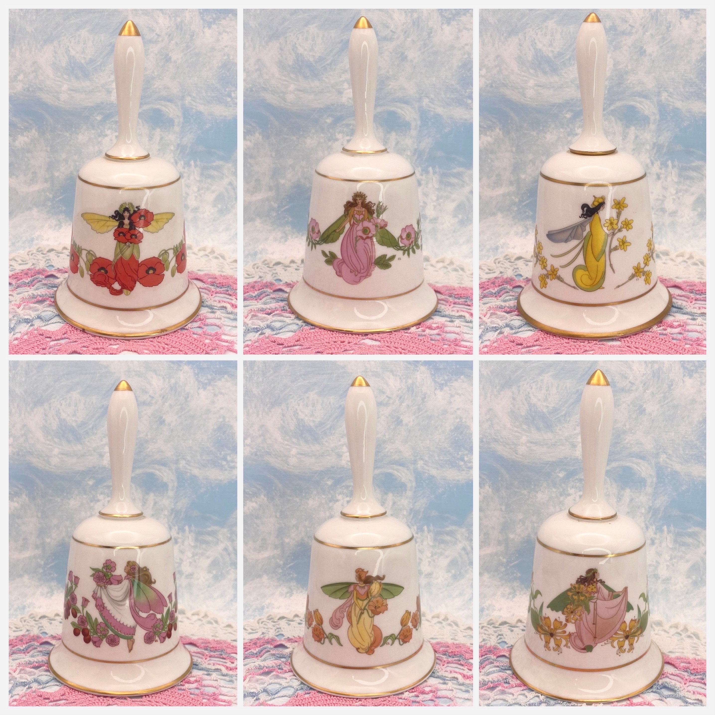 Porcelain Bells With Flowers Franklin Mint - Etsy