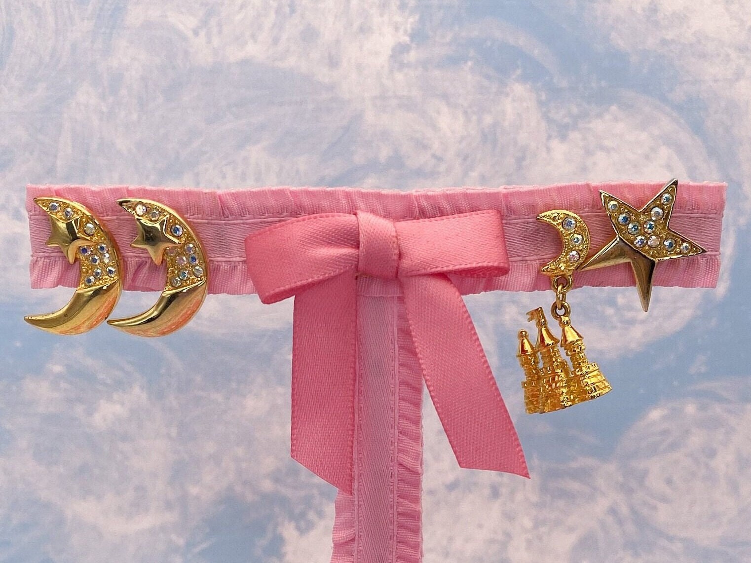 Kirk’s Folly Crescent Moon, Star and Fantasy Crytal Castle Charm Pins