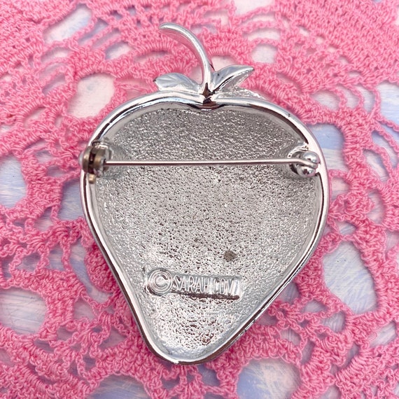 Sarah Coventry Vintage Silvertone Strawberry Broo… - image 2