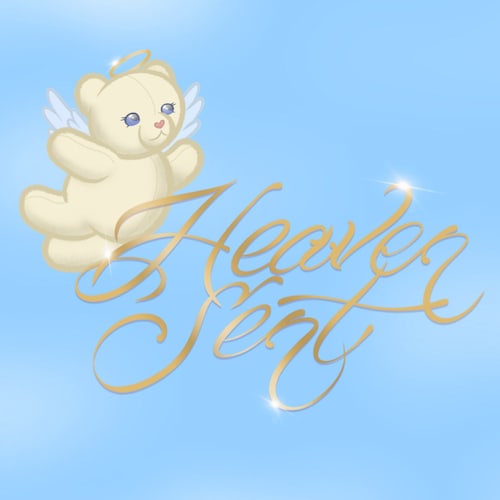 フルーティーなデニムオーバーオールを着たピンクのウサギの