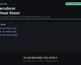 Guia Rápido do Terraform | Fluxo de Trabalho Principal, Blocos, Estado e Módulos | PDF de Referência Rápida para DevOps
