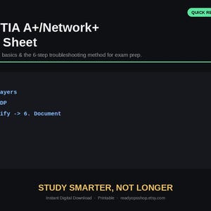 CompTIA A+ & Network+ Cheat Sheet | Hardware, Networking Basics and Troubleshooting Method | Exam Quick Reference PDF