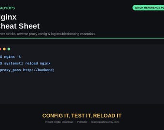 Guia Rápido do Nginx | Bloqueios de Servidor, Proxy Reverso e Solução de Problemas de Logs | PDF de Referência Rápida para Administradores de Sistemas