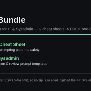 AI Coding Assistant + IT Sysadmin Prompts Bundle (4 PDFs)