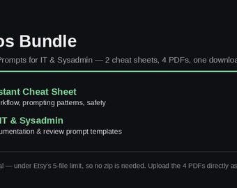 AI Coding Assistant + IT Sysadmin Prompts Bundle (4 PDFs)