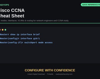 Cisco CCNA Spiekbrief | CLI-modi, interfaces, VLAN's, routing (PDF-download)