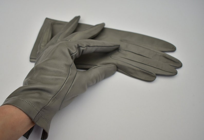 Gants en cuir gris clair non doublés 7,5 image 2