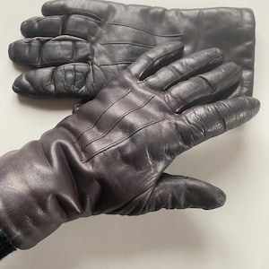Brown leather gloves unisex warm lined vintage horse riding sports driving