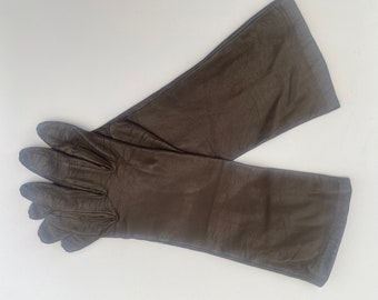 Guantes largos piel marrón 7.5 forro seda