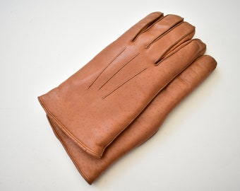 Grands gants en cuir beige taille 9 vintage homme doublés