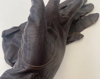 50’s Brown leather gloves vintage horse riding sports driving cosplay