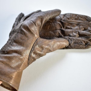 Brown leather gloves vintage horse riding sports driving 8 unisex