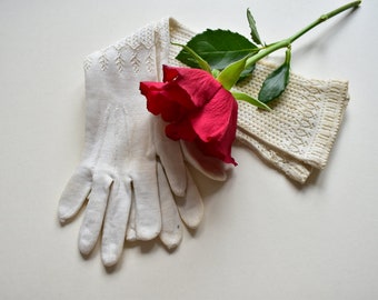 Fine silk gloves child's Victorian cream antique