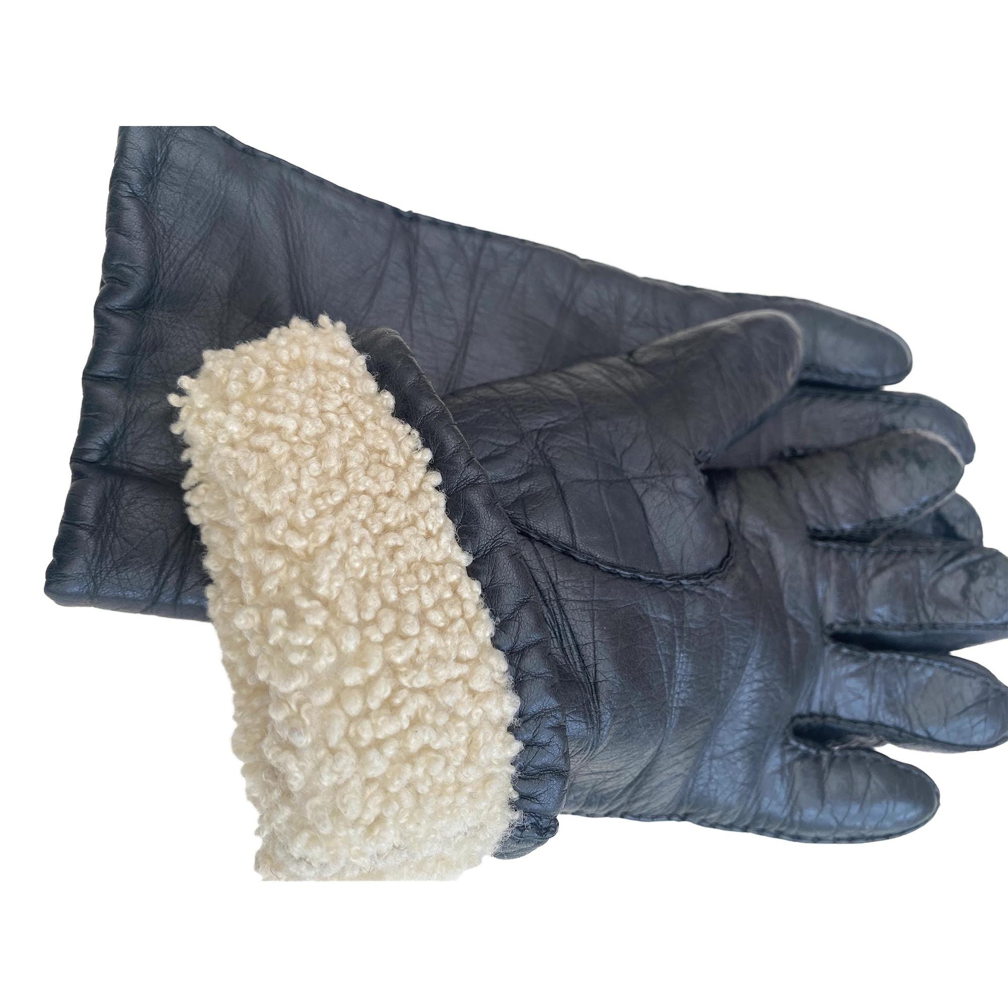 Wool lined black gloves men’s winter warm driving Mourning funeral